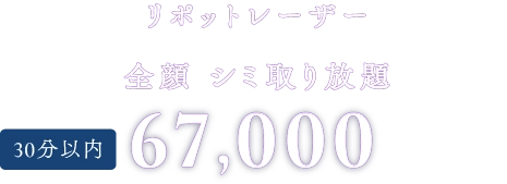 導入記念キャンペーン 全顔シミ取り放題  30分以内　69,000円+税